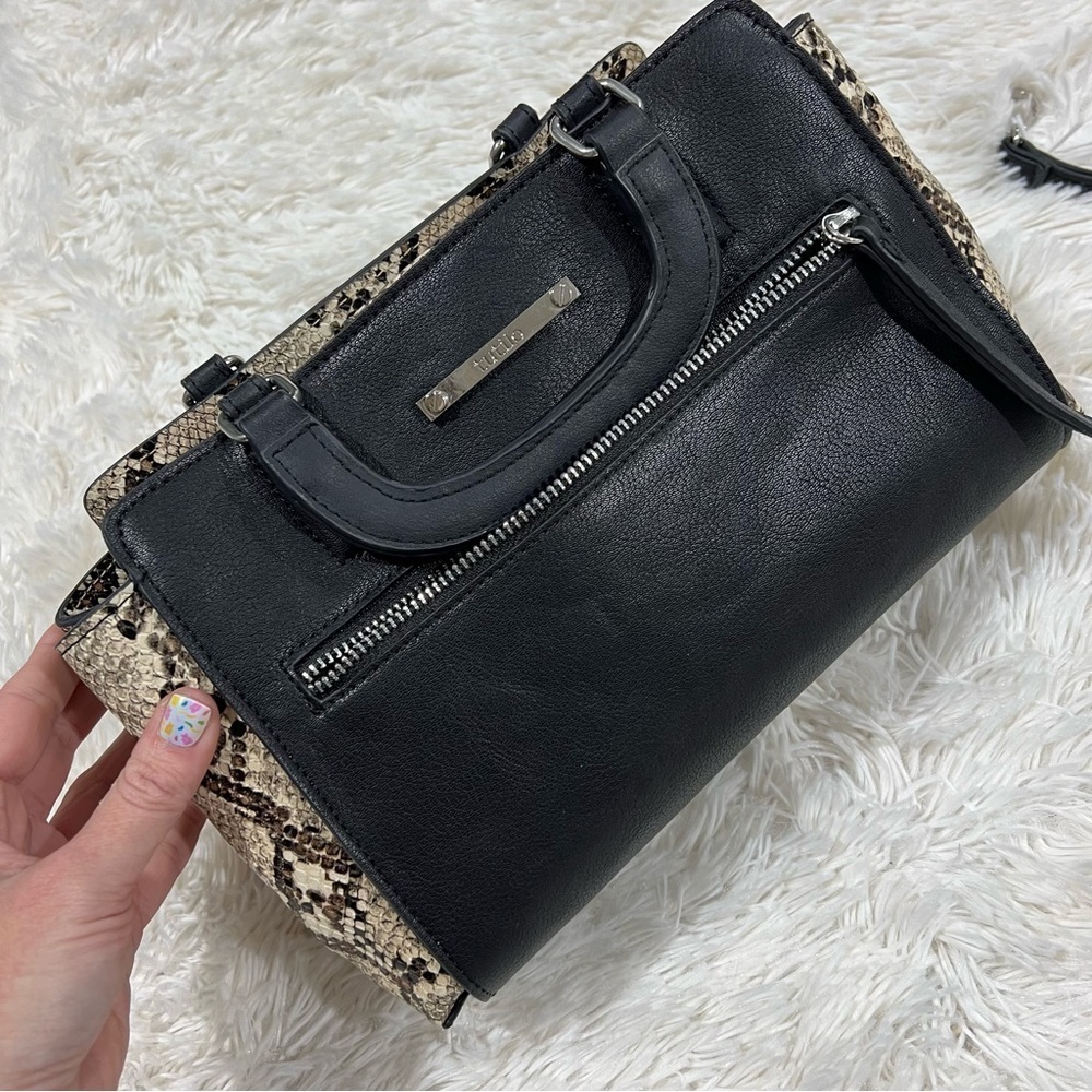 Tutilo New York Black w/Snake Skin Print Shoulder Crossbody Faux Leather Bag - Picture 2 of 15
